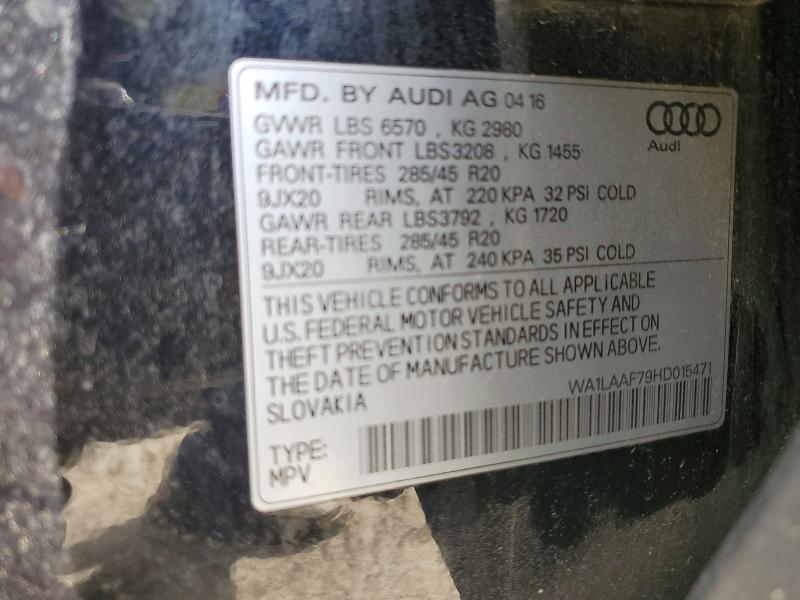 Продаж на аукціоні авто 2017 Audi Q7, vin: WA1LAAF79HD015471, номер лоту: 79435895