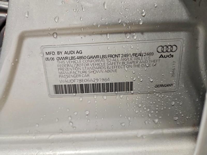 Продаж на аукціоні авто 2006 Audi A4, vin: WAUDF78E06A291964, номер лоту: 46732286