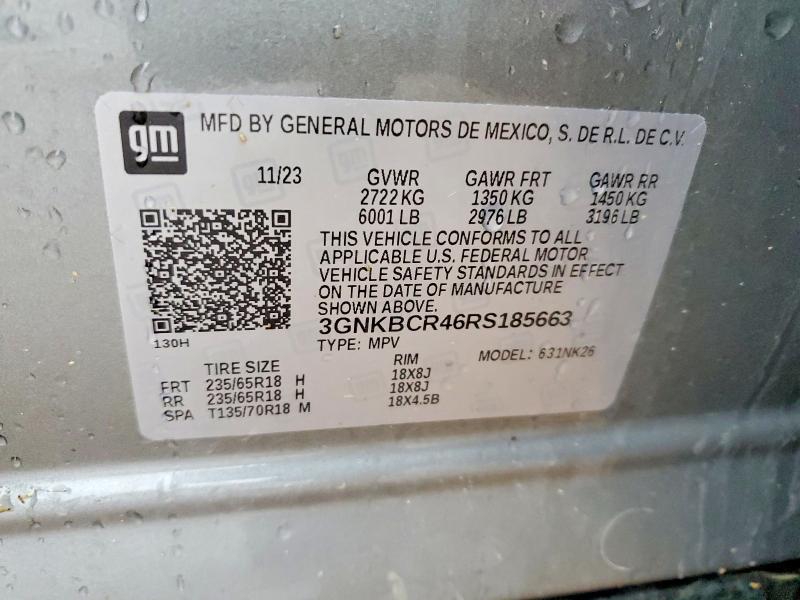 41711546 :رقم المزاد ، 3GNKBCR46RS185663 vin ، 2024 Chevrolet Blazer مزاد بيع