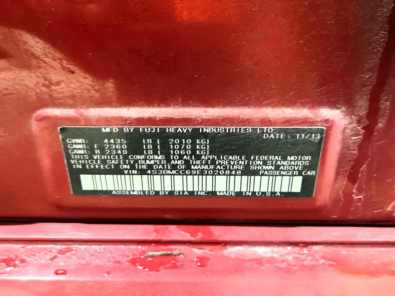 Aukcja sprzedaży 2014 Subaru Legacy, vin: 4S3BMCC69E3020848, numer aukcji: 45500016