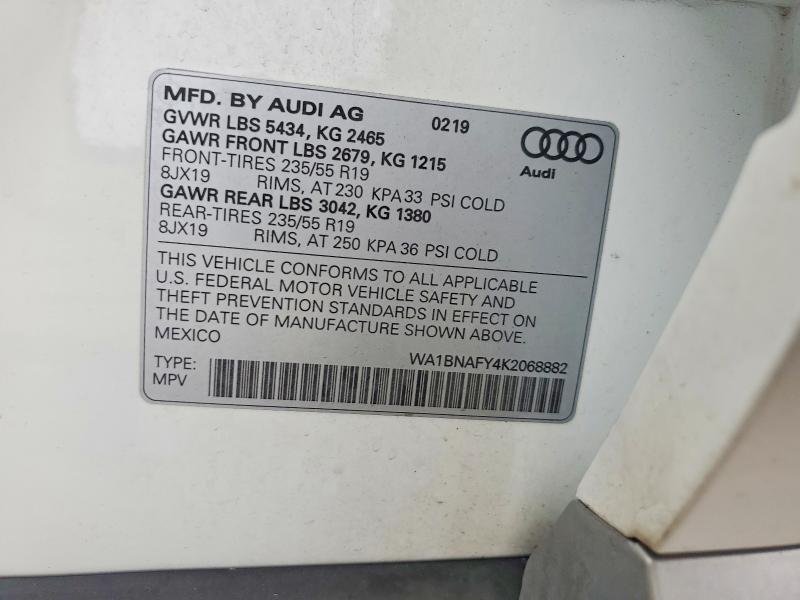 45489696 :رقم المزاد ، WA1BNAFY4K2068882 vin ، 2019 Audi Q5 مزاد بيع