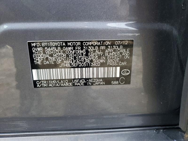 41710806 :رقم المزاد ، JTHBL5EF2C5113402 vin ، 2012 Lexus Ls 460 مزاد بيع