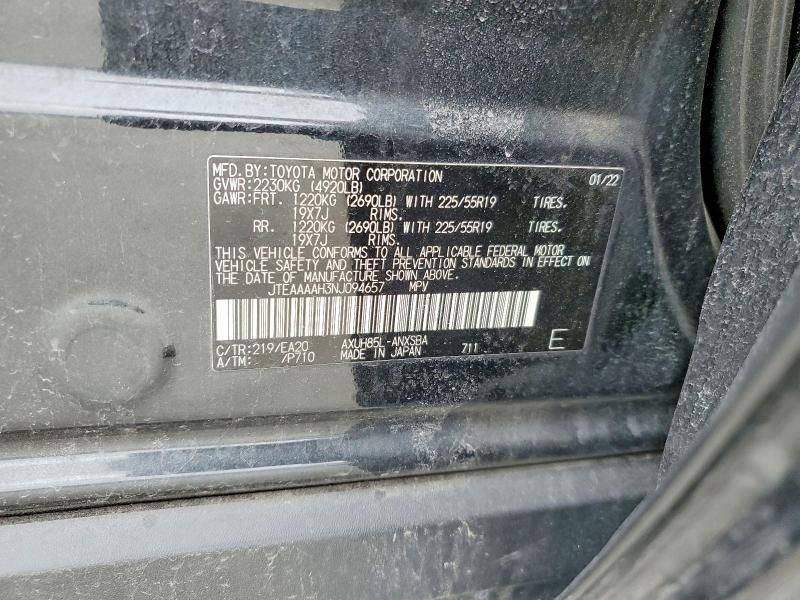 Aukcja sprzedaży 2022 Toyota Venza, vin: JTEAAAAH3NJ094657, numer aukcji: 47586106