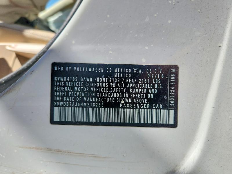46899916 :رقم المزاد ، 3VWDB7AJ6HM218283 vin ، 2017 Volkswagen Jetta مزاد بيع