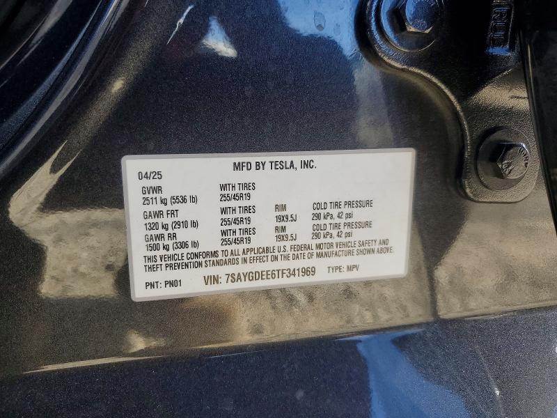 2026 Tesla Model Y მანქანა იყიდება აუქციონზე, vin: 7SAYGDEE6TF341969, აუქციონის ნომერი: 45729496