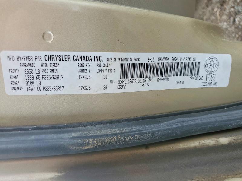 45977156 :رقم المزاد ، 2C4RC1GG6CR118149 vin ، 2012 Chrysler Town & Country مزاد بيع