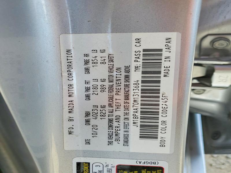 Aukcja sprzedaży 2021 Mazda 3, vin: JM1BPAA70M1313684, numer aukcji: 79758115