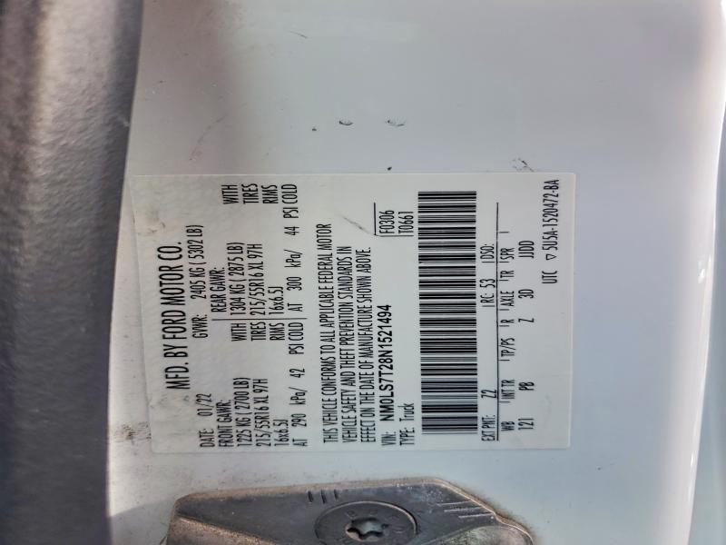 47300356 :رقم المزاد ، NM0LS7T28N1521494 vin ، 2022 Ford Transit Connect مزاد بيع