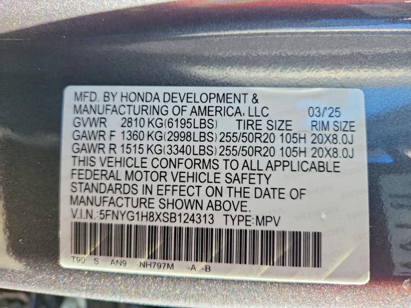41823126 :رقم المزاد ، 5FNYG1H8XSB124313 vin ، 2025 Honda Pilot مزاد بيع