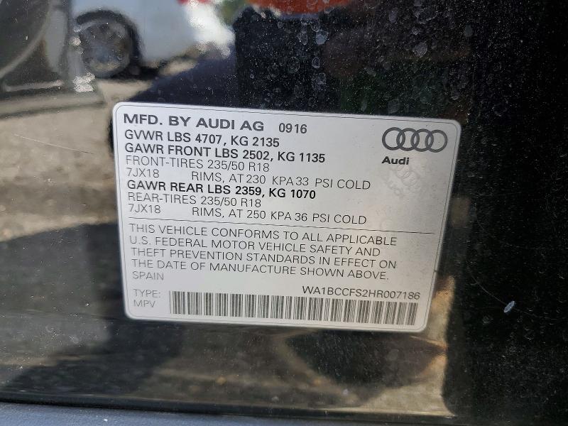 Продажа на аукционе авто 2017 Audi Q3, vin: WA1BCCFS2HR007186, номер лота: 47575156