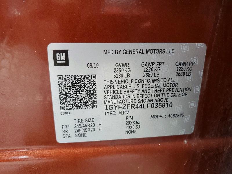 79492995 :رقم المزاد ، 1GYFZFR44LF035810 vin ، 2020 Cadillac Xt4 مزاد بيع