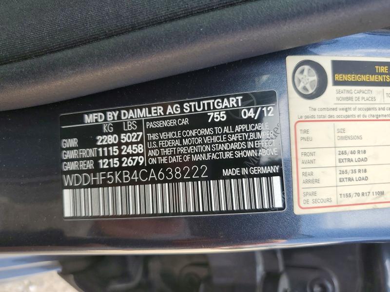 Aukcja sprzedaży 2012 Mercedes-benz E, vin: WDDHF5KB4CA638222, numer aukcji: 79432525