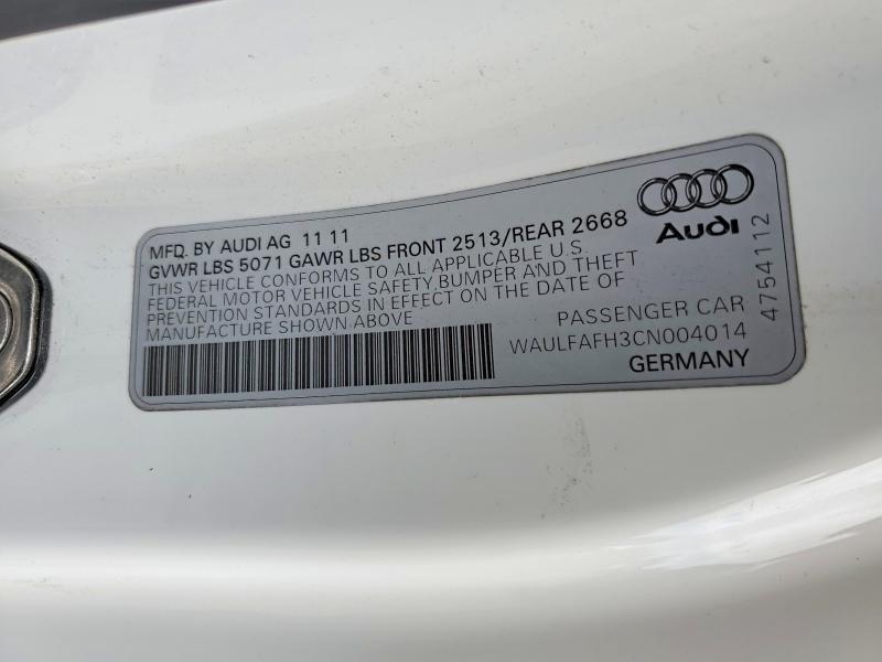 Aukcja sprzedaży 2012 Audi A5, vin: WAULFAFH3CN004014, numer aukcji: 46551616