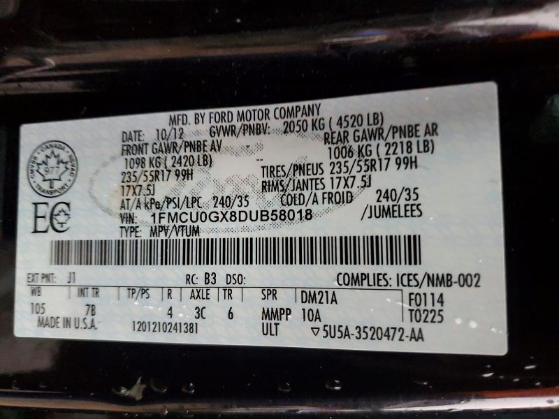Aukcja sprzedaży 2013 Ford Escape, vin: 1FMCU0GX8DUB58018, numer aukcji: 41834066