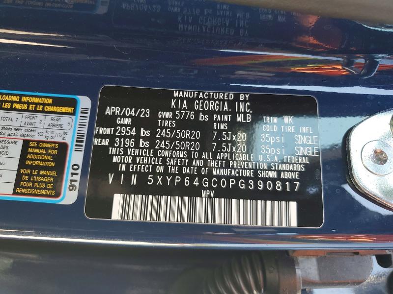 2023 Kia Telluride მანქანა იყიდება აუქციონზე, vin: 5XYP64GC0PG390817, აუქციონის ნომერი: 46707126