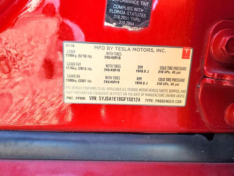Продажа на аукционе авто 2016 Tesla Model S, vin: 5YJSA1E18GF150124, номер лота: 46415096