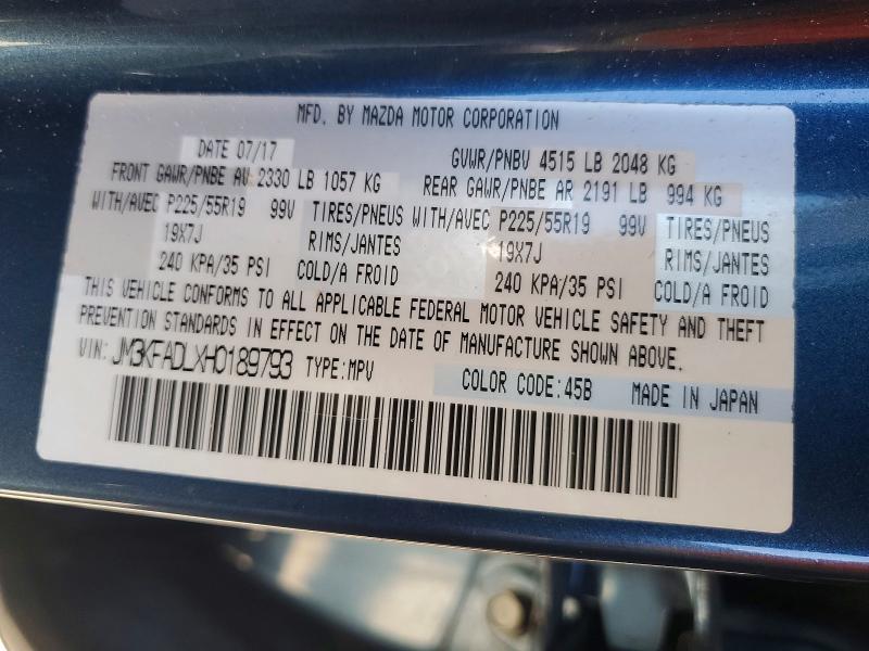 Aukcja sprzedaży 2017 Mazda Cx-5, vin: JM3KFADLXH0189793, numer aukcji: 47140186