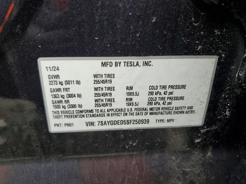 Aukcja sprzedaży 2025 Tesla Model Y, vin: 7SAYGDED5SF250939, numer aukcji: 46731466