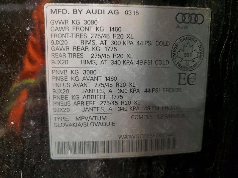 Aukcja sprzedaży 2015 Audi Q7 V6 4dr Awd, vin: WA1WGCFE5FD021447, numer aukcji: 47868176