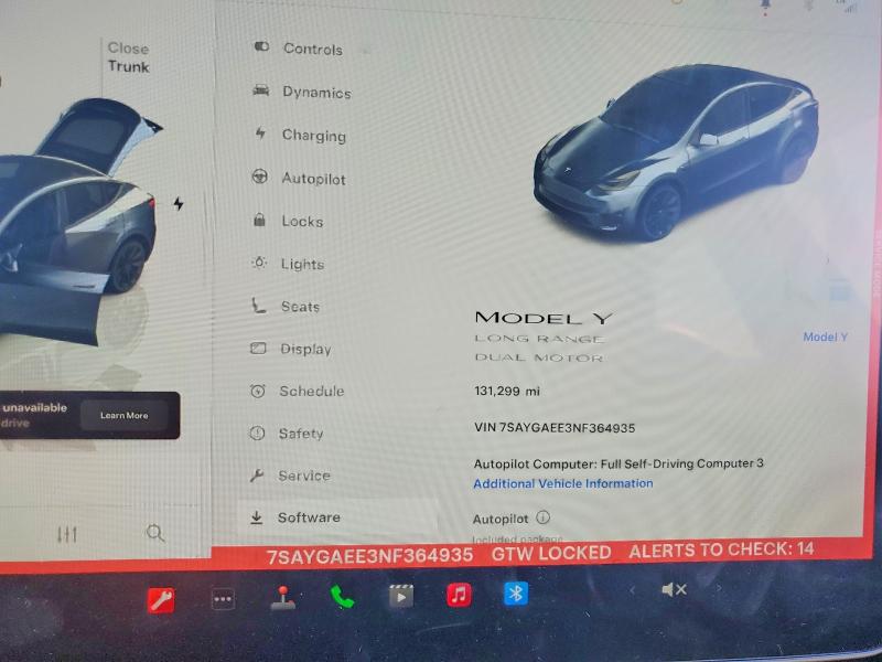 Продажа на аукционе авто 2022 Tesla Model Y, vin: 7SAYGAEE3NF364935, номер лота: 46538856