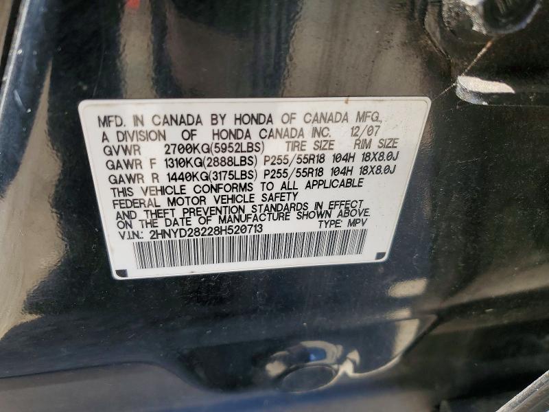 Aukcja sprzedaży 2008 Acura Mdx, vin: 2HNYD28228H520713, numer aukcji: 47503966