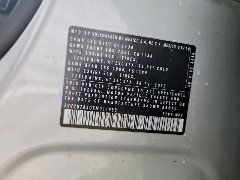 Aukcja sprzedaży 2019 Volkswagen Tiguan, vin: 3VV2B7AX0KM011959, numer aukcji: 45771276