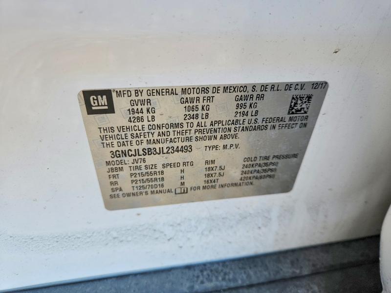 Продаж на аукціоні авто 2018 Chevrolet Trax, vin: 3GNCJLSB3JL234493, номер лоту: 47909876