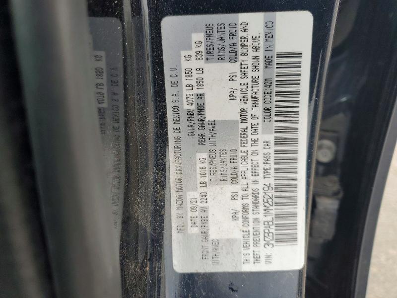 47633016 :رقم المزاد ، 3MZBPABL1MM252194 vin ، 2021 Mazda 3 مزاد بيع