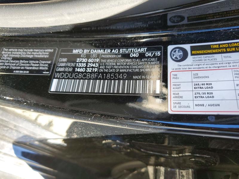 Продаж на аукціоні авто 2015 Mercedes Benz S, vin: WDDUG8CB8FA185349, номер лоту: 46055606