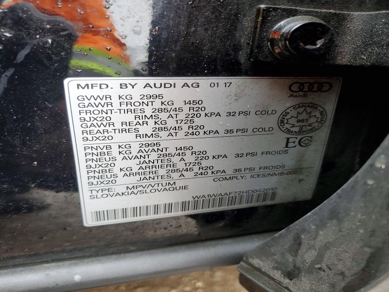 Продажа на аукционе авто 2017 Audi Q7, vin: WA1WAAF72HD042010, номер лота: 79424725