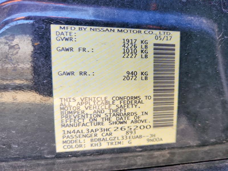 Продажа на аукционе авто 2017 Nissan Altima, vin: 1N4AL3AP3HC265200, номер лота: 47592406