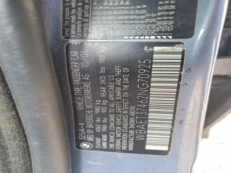 Продаж на аукціоні авто 2002 Bmw 325, vin: WBAET37462NG70925, номер лоту: 47759556