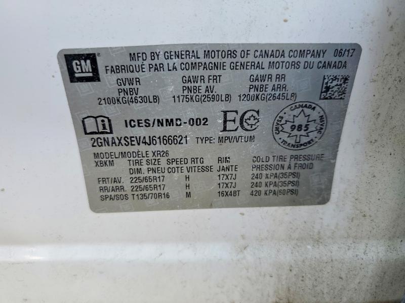 Продаж на аукціоні авто 2018 Chevrolet Equinox, vin: 2GNAXSEV4J6166621, номер лоту: 45514846