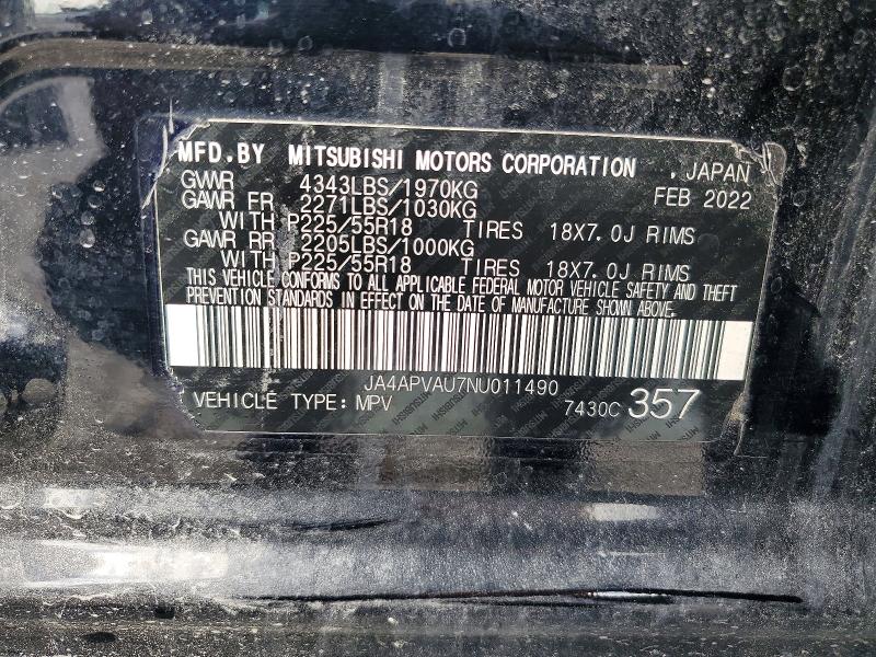 Aukcja sprzedaży 2022 Mitsubishi Outlander Sport, vin: JA4APVAU7NU011490, numer aukcji: 47089326
