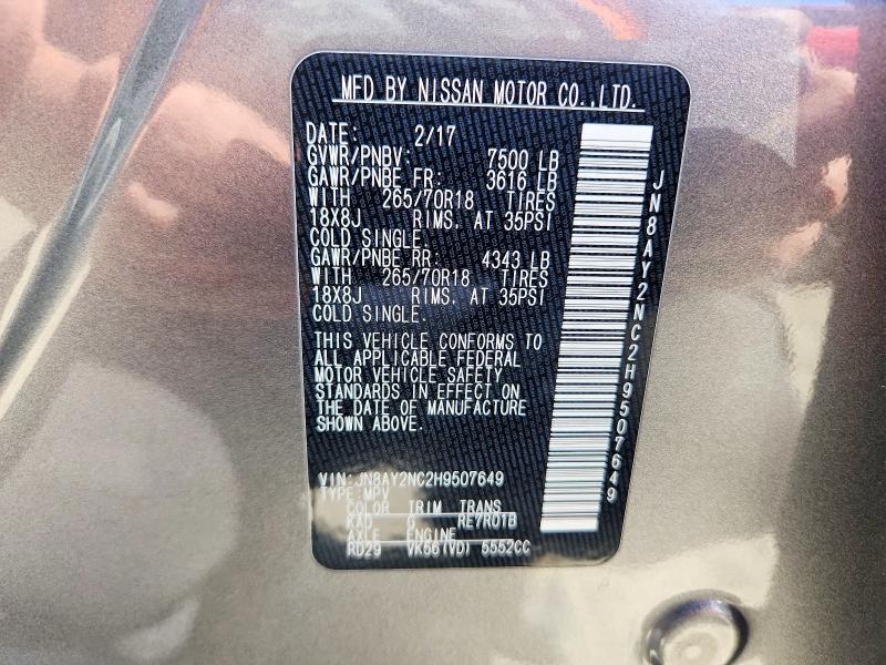 Aukcja sprzedaży 2017 Nissan Armada, vin: JN8AY2NC2H9507649, numer aukcji: 46556836
