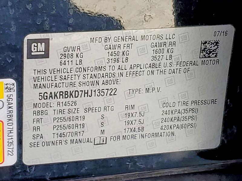 Продаж на аукціоні авто 2017 Buick Enclave, vin: 5GAKRBKD7HJ135722, номер лоту: 46862926