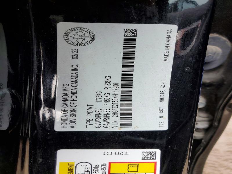 Продажа на аукционе авто 2022 Honda Civic, vin: 2HGFE2F58NH117906, номер лота: 47298626