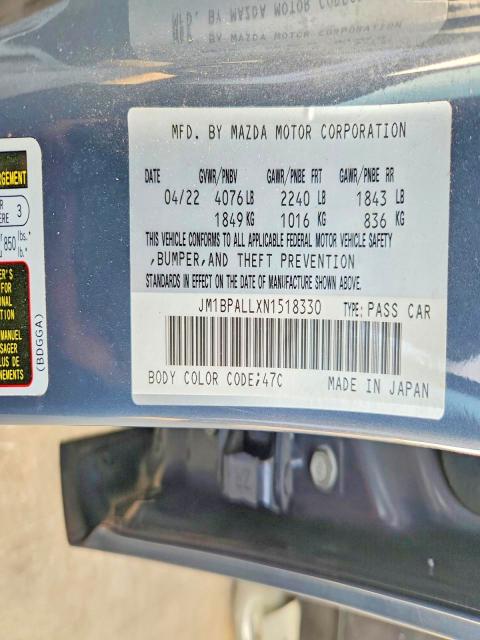 Продаж на аукціоні авто 2022 Mazda 3, vin: JM1BPALLXN1518330, номер лоту: 47570596
