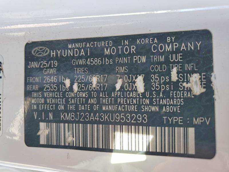 Продажа на аукционе авто 2019 Hyundai Tucson, vin: KM8J23A43KU953293, номер лота: 46154476