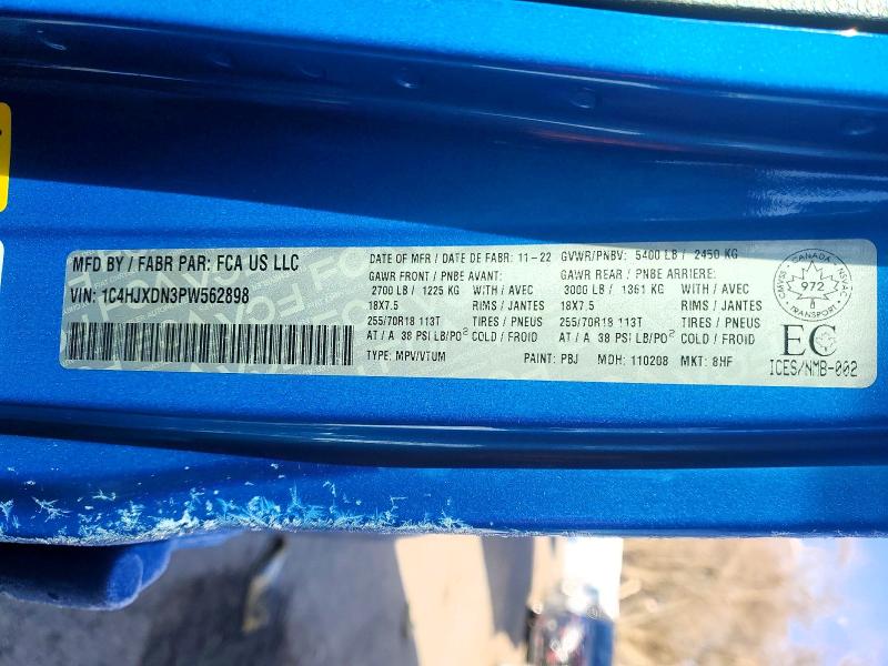 46088636 :رقم المزاد ، 1C4HJXDN3PW562898 vin ، 2023 Jeep Wrangler مزاد بيع