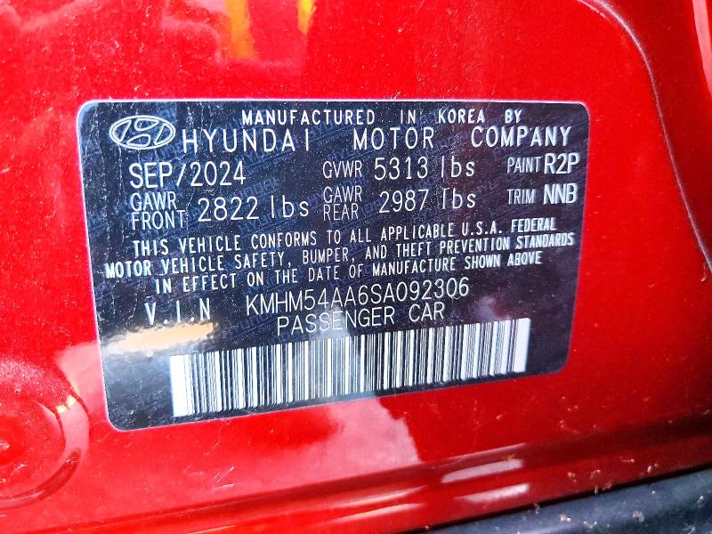 2025 Hyundai Ioniq 6 მანქანა იყიდება აუქციონზე, vin: KMHM54AA6SA092306, აუქციონის ნომერი: 79289335
