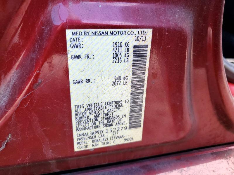 2014 Nissan Altima მანქანა იყიდება აუქციონზე, vin: 1N4AL3AP9EC152279, აუქციონის ნომერი: 46903446