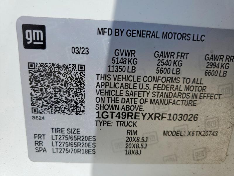 Продаж на аукціоні авто 2024 Gmc Sierra, vin: 1GT49REYXRF103026, номер лоту: 45624226
