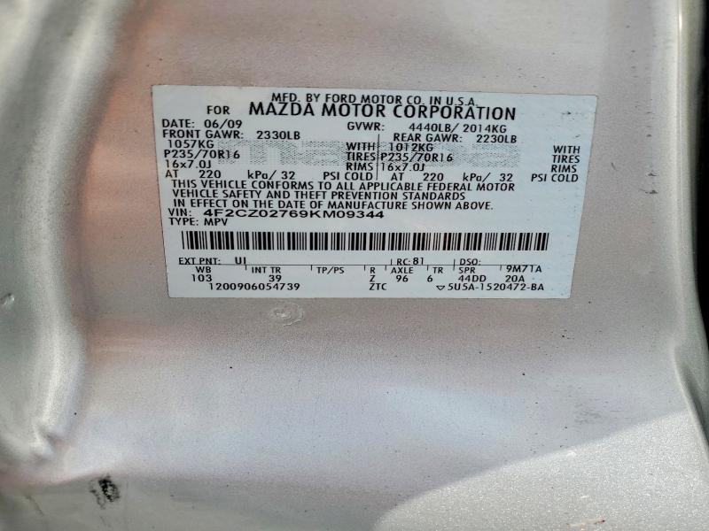 Продаж на аукціоні авто 2009 Mazda Tribute, vin: 4F2CZ02769KM09344, номер лоту: 47894286