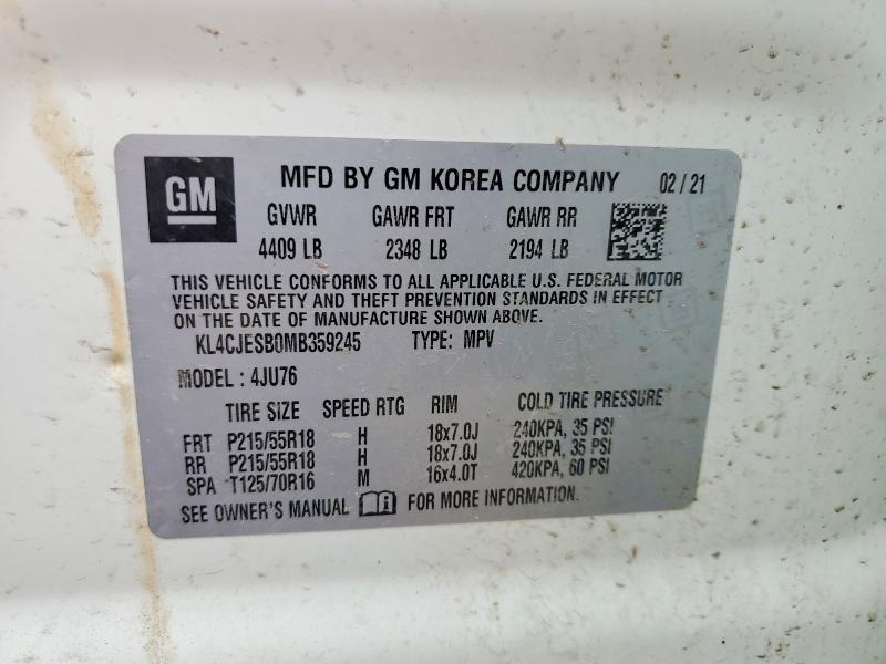 Aukcja sprzedaży 2021 Buick Encore, vin: KL4CJESB0MB359245, numer aukcji: 47607426