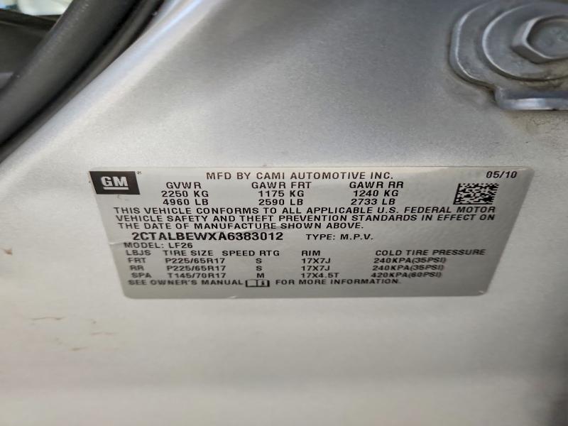 45974696 :رقم المزاد ، 2CTALBEWXA6383012 vin ، 2010 Gmc Terrain مزاد بيع