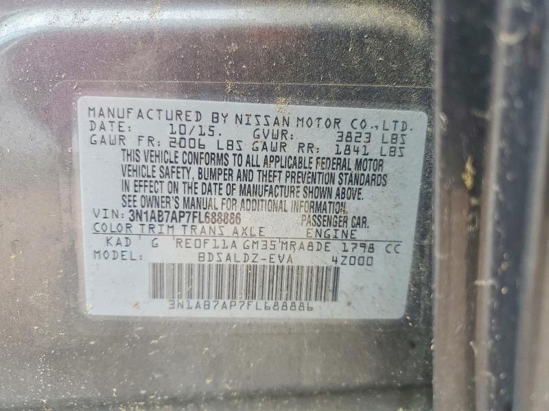 Aukcja sprzedaży 2015 Nissan Sentra, vin: 3N1AB7AP7FL688886, numer aukcji: 45796606