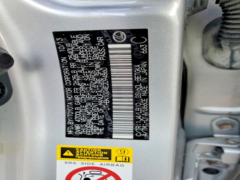 47068956 :رقم المزاد ، JTHBK1GG4E2094860 vin ، 2014 Lexus Es 350 مزاد بيع