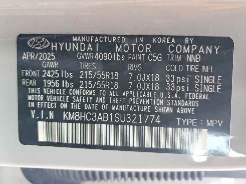 Aukcja sprzedaży 2025 Hyundai Kona, vin: KM8HC3AB1SU321774, numer aukcji: 42023346