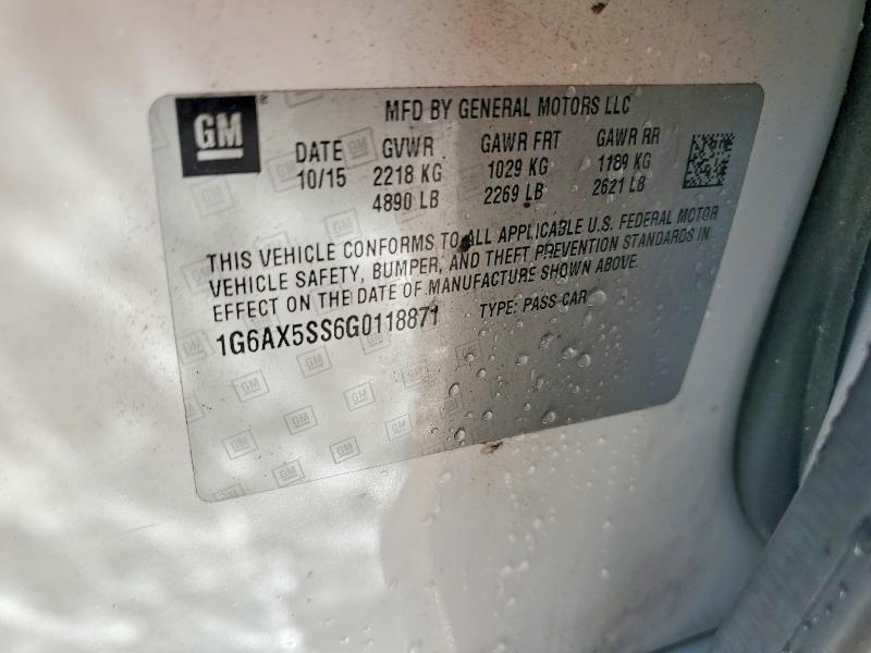 45819146 :رقم المزاد ، 1G6AX5SS6G0118871 vin ، 2016 Cadillac Cts مزاد بيع